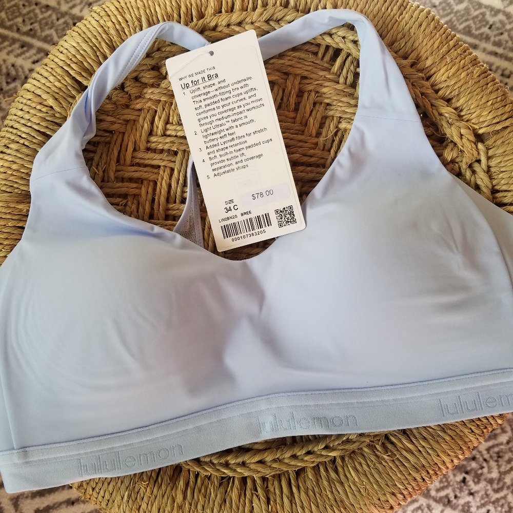 Up for It Bra Bree Blue NWT Lululemon Size 34 C - Picture 1 of 6